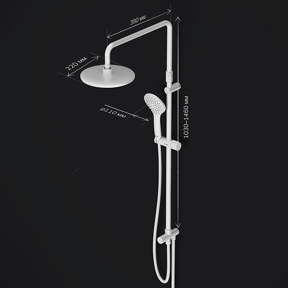 Душевая система AM.PM Gem F0790033 стойка с тропическим душем, белая-9