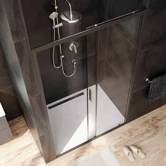 Душевая перегородка с дверью 120x195 AM.PM Gem W90G-120-1-195BT прозрачное стекло, профиль черный матовый-2