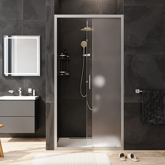 Душевая перегородка с дверью 100x195 AM.PM Gem W90G-100-1-195MM матовое стекло, профиль серебристый-2