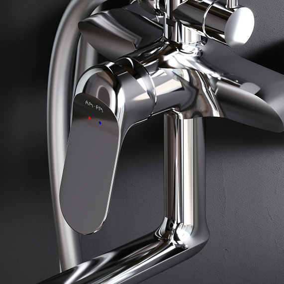 Душевая система AM.PM Sunny F0785C900 стойка с тропическим душем, смесителем, изливом, хром-2