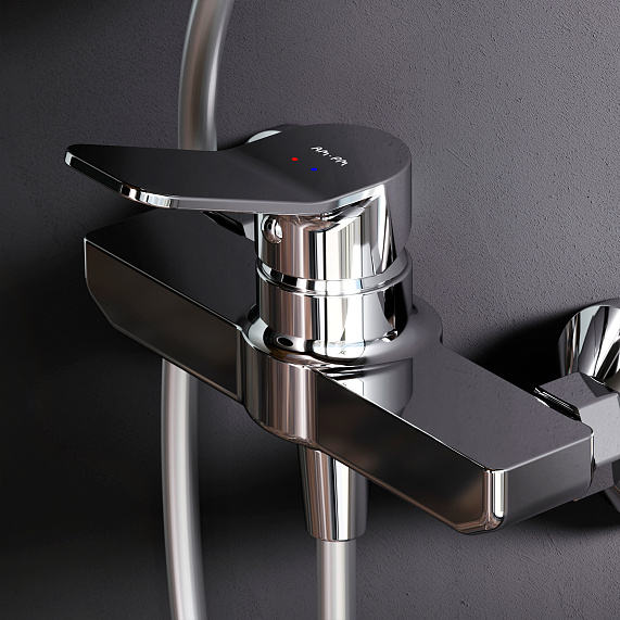 Душевая система AM.PM X-Joy F40885A24 стойка с тропическим душем, хром + смеситель для душа, хром-3