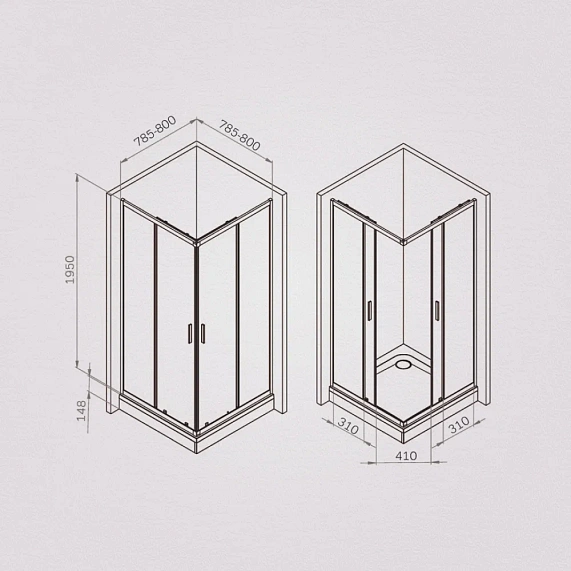 Душевое ограждение без поддона 80x80 AM.PM Gem W90G-403-8080-MT профиль серебристый-6