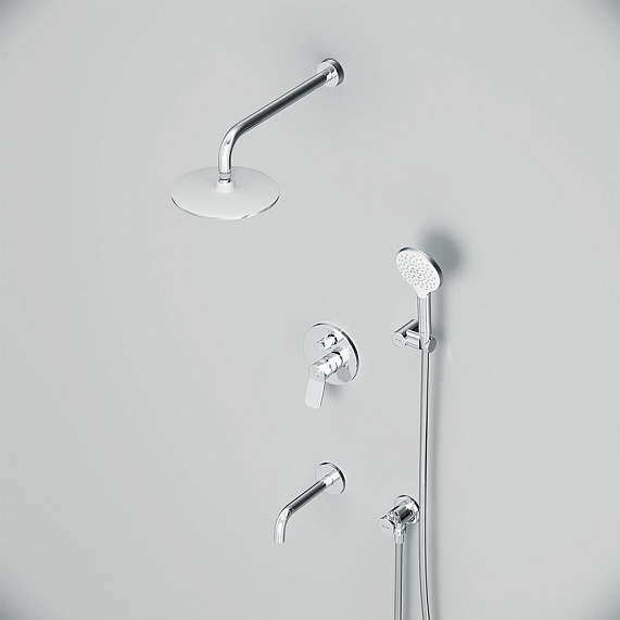 Встраиваемая душевая система AM.PM X-Joy FB85A3RH30 хром: тропический верхний душ, излив с душевой лейкой-7