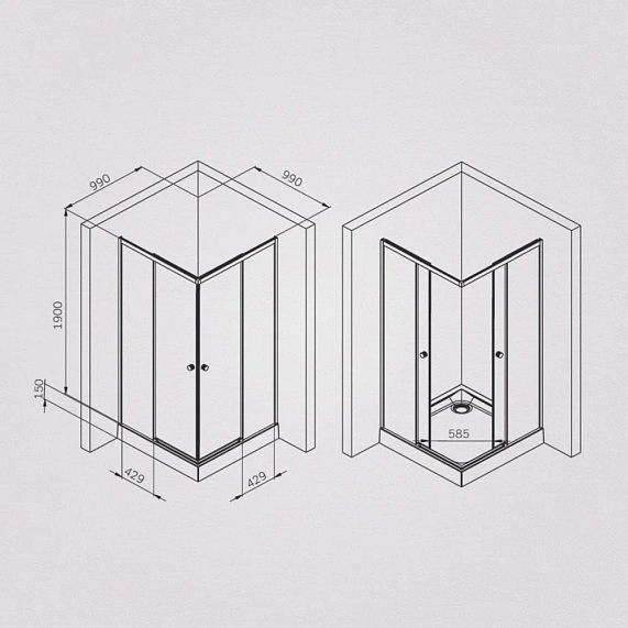 Душевое ограждение без поддона 100x100 AM.PM X-Joy W94G-403-100100-BT1K профиль черный матовый-6