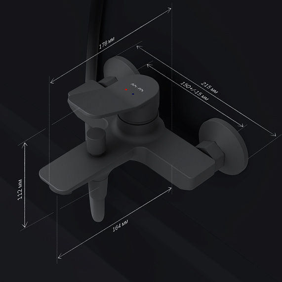 Смеситель для ванны и душа AM.PM X-Joy F85A10022 черный-7