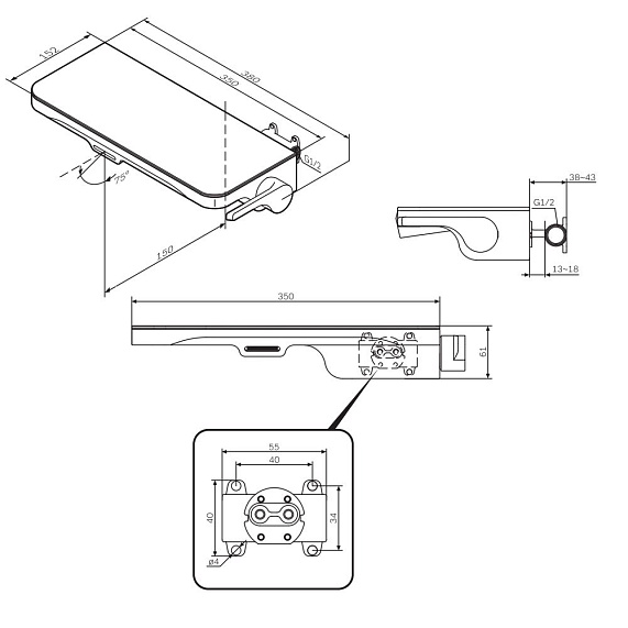 Смеситель для раковины (умывальника) AM.PM Func F8F72700 хром встраиваемый-3