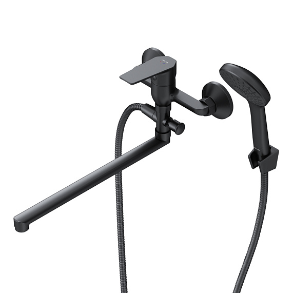 Смеситель для ванны и душа AM.PM Gem F90A90122 длинный излив, душевая лейка, шланг 1500, черный-8