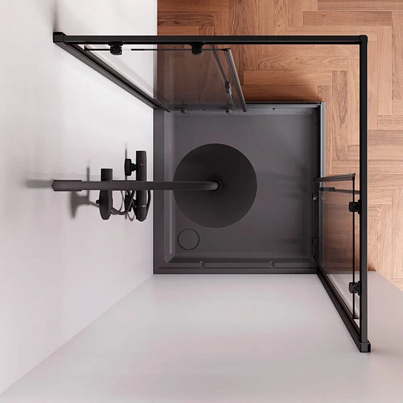 Душевое ограждение без поддона 90x90 AM.PM Gem W90G-403-9090BT профиль черный матовый-2