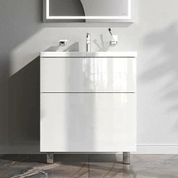 Тумба с раковиной и смесителем 75 AM.PM Gem M90FSX07522WG32 напольная на ножках белый глянец