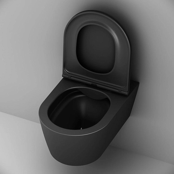 Унитаз подвесной AM.PM Func C8F1701MBSC (глубина 54 см) безободковый с сиденьем микролифт, чёрный матовый-4