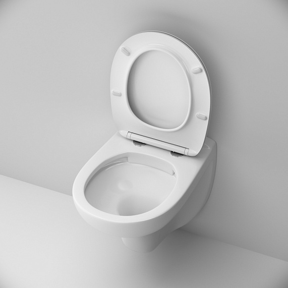 Унитаз подвесной безободковый с инсталляцией AM.PM Sense IS30251.741700 сиденьем микролифт, хром механ. клавишей-2