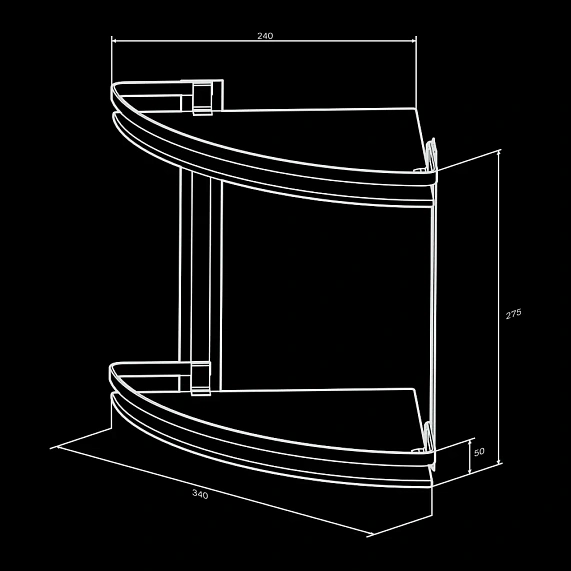 Полка в ванную угловая AM.PM Sense L A7456200 двухъярусная, серебристый металл, стекло-7
