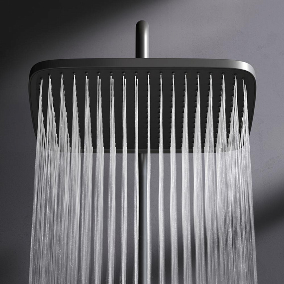 Душевая система AM.PM Func F078F322 стойка с тропическим душем, термостатом, смесителем, изливом, черная-4