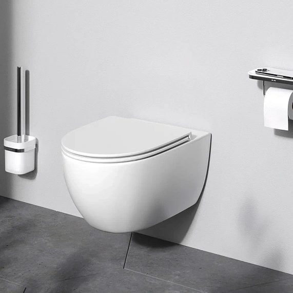 Унитаз подвесной с инсталляцией AM.PM Awe IS49038.111700 сиденьем микролифт, черной механ. клавишей-2