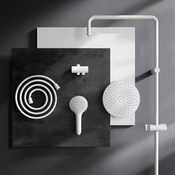 Душевая система AM.PM Gem F0790033 стойка с тропическим душем, белая-11