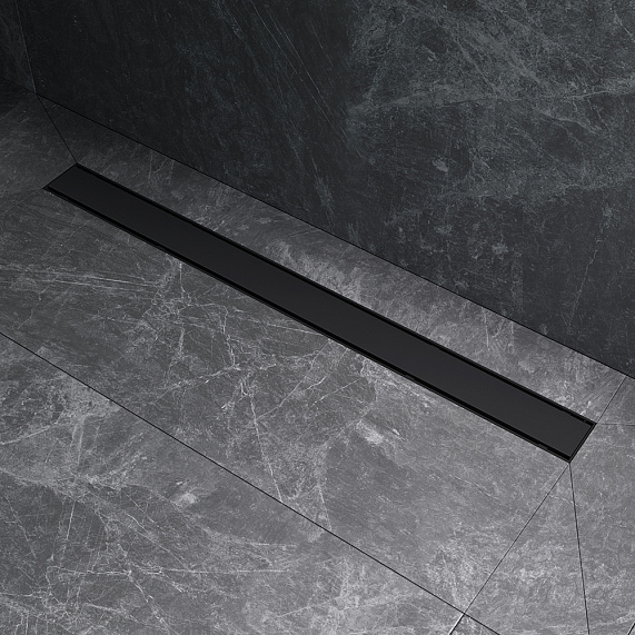 Душевой трап (лоток) 90 AM.PM PrimeFlow W02SC-U11-090-04BM комбинированный затвор с черной матовой решеткой под плитку-11