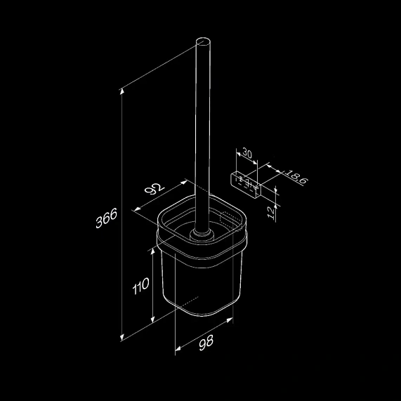 Ершик для унитаза AM.PM Func A8F33322 со стеклянной настенной подставкой, черный-6