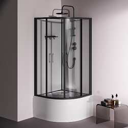 Душевая кабина 90x90 AM.PM Above W9XC-401A-9090BT профиль черный матовый, высокий поддон