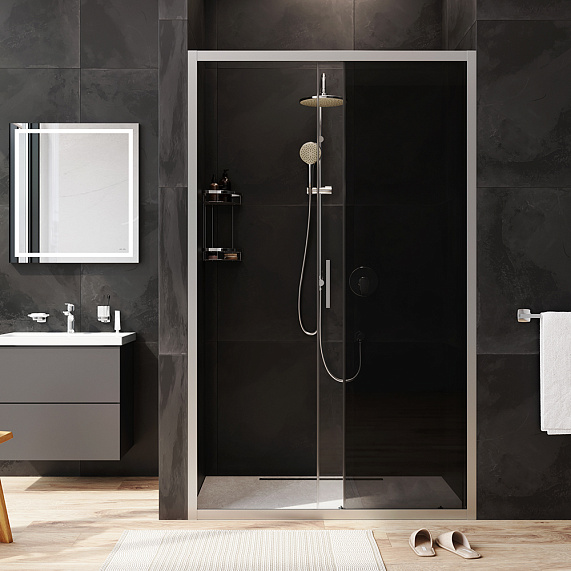 Душевая перегородка с дверью 120x195 AM.PM Gem W90G-120-1-195MG тонированное стекло, профиль серебристый-2